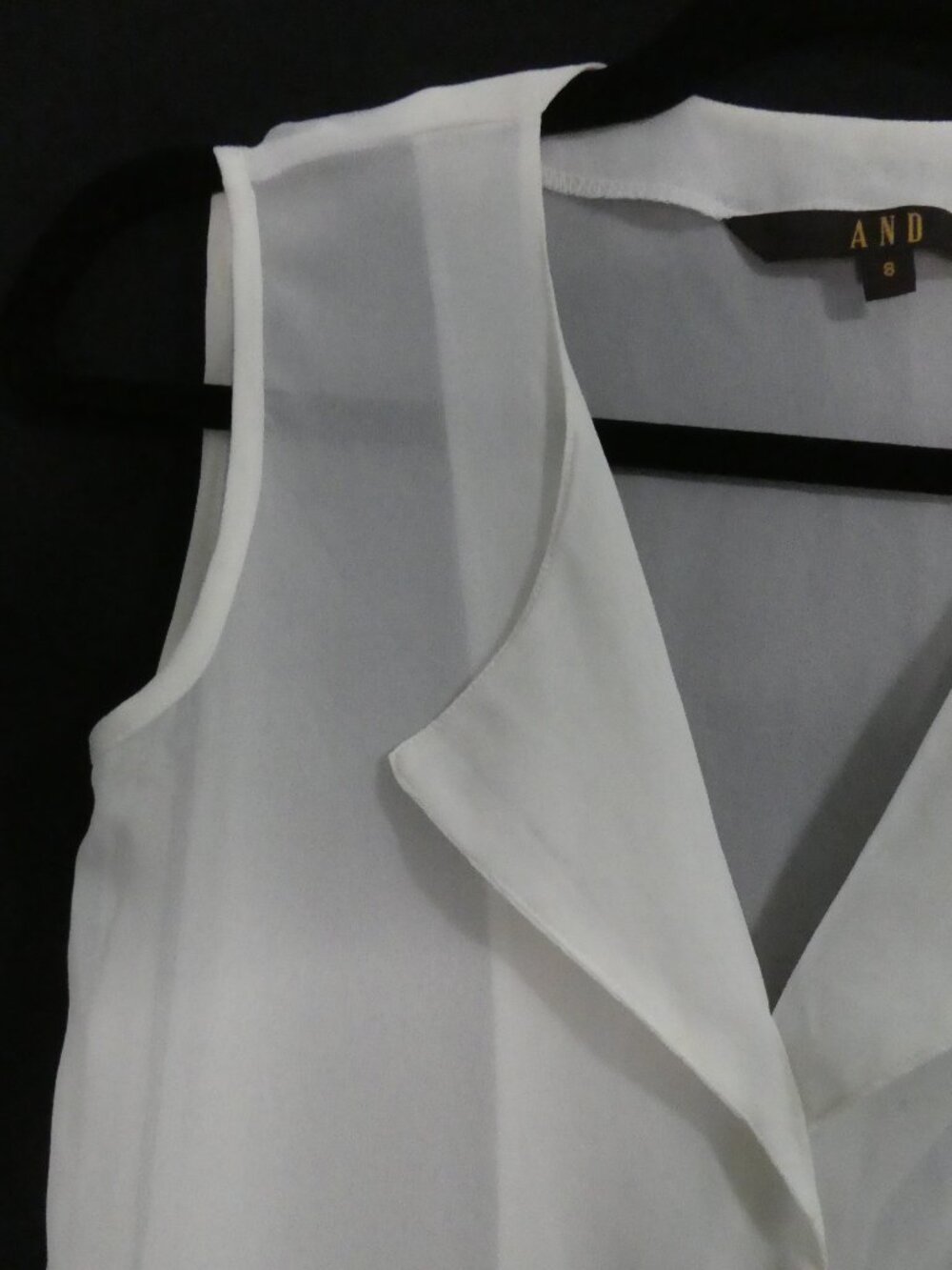 AND Sheer White Sleeveless Button Down Blouse - Size 8 - Picture 4 of 16